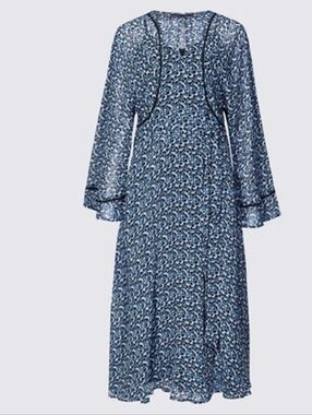 M&S collection Floral print Drop waist Midi dress